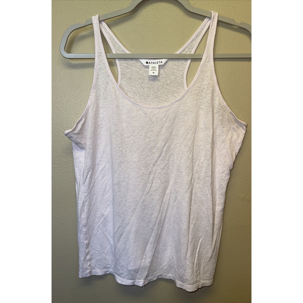 Athleta Top Getaway Tank Linen Blend Size M Pale Pink Lightweight Breathable